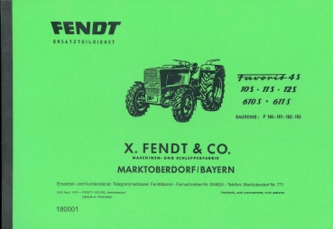 Ersatzteilliste für Fendt Typ Favorit 4, 10, 11, 12, 610, 611S